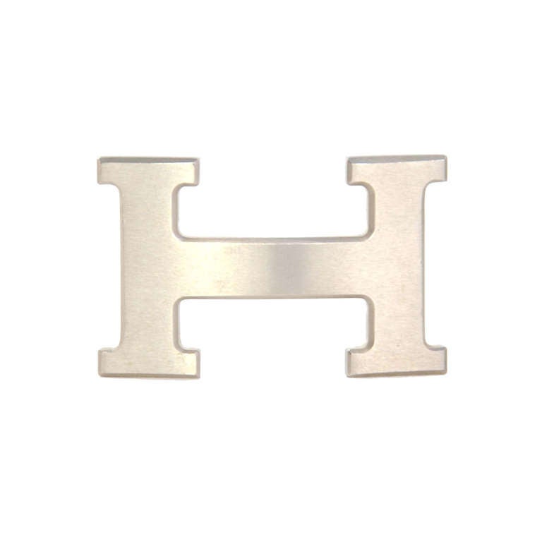 Hermes Brushed Silvertone H Belt Buckle