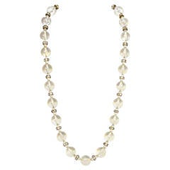 CHANEL Vintage '88 Clear Resin Bead & Rhinestone Long Necklace 6