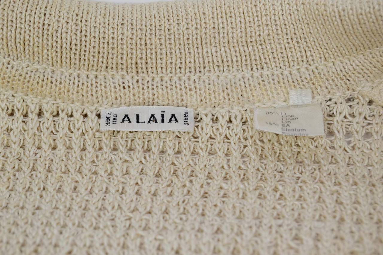 ALAIA Beige Knit Dolman Sleeve Cropped Cardigan Sweater sz M In Excellent Condition In New York, NY