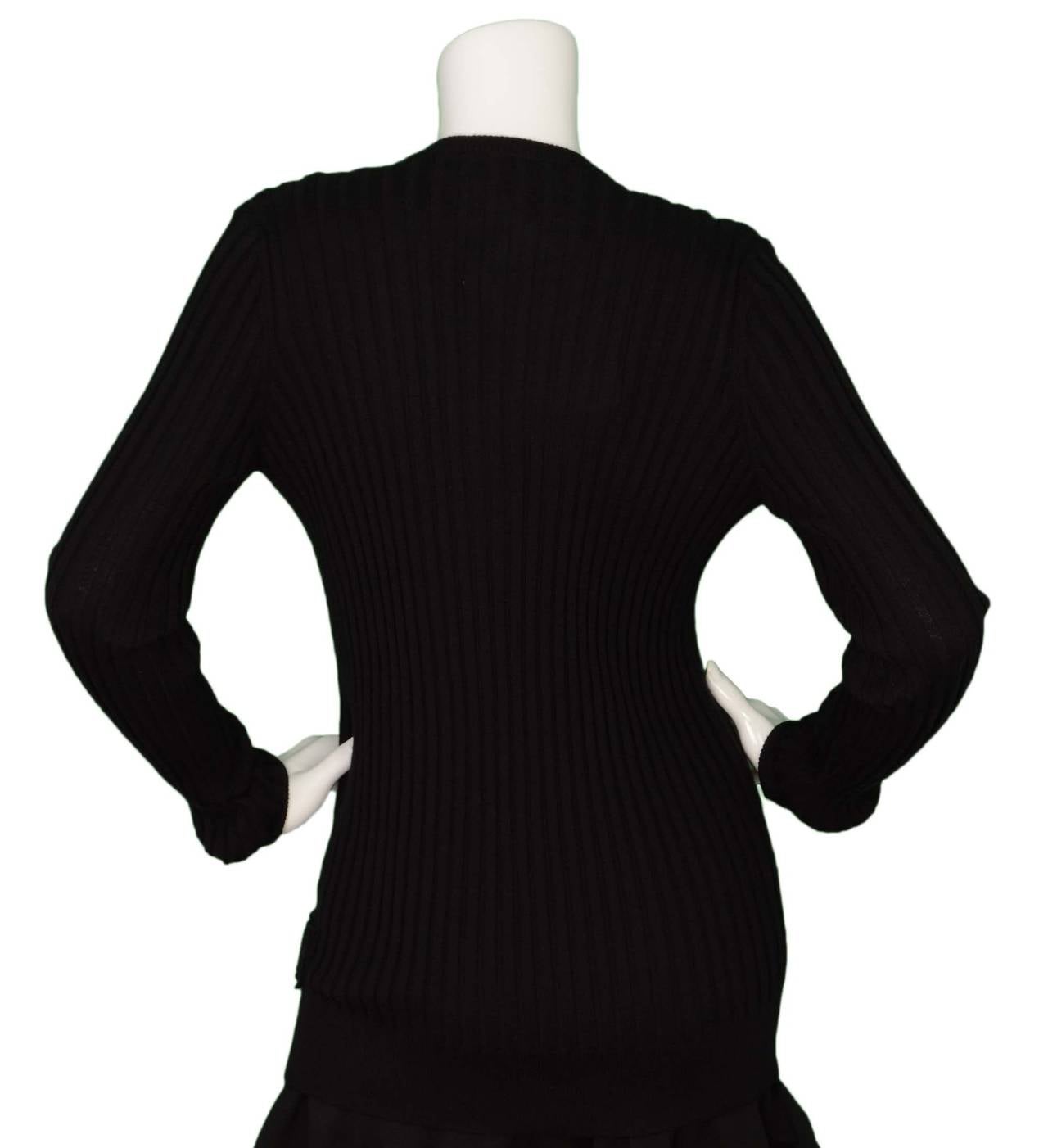 DOLCE & GABBANA Black Ribbed Cashmere Cardigan sz M In New Condition In New York, NY
