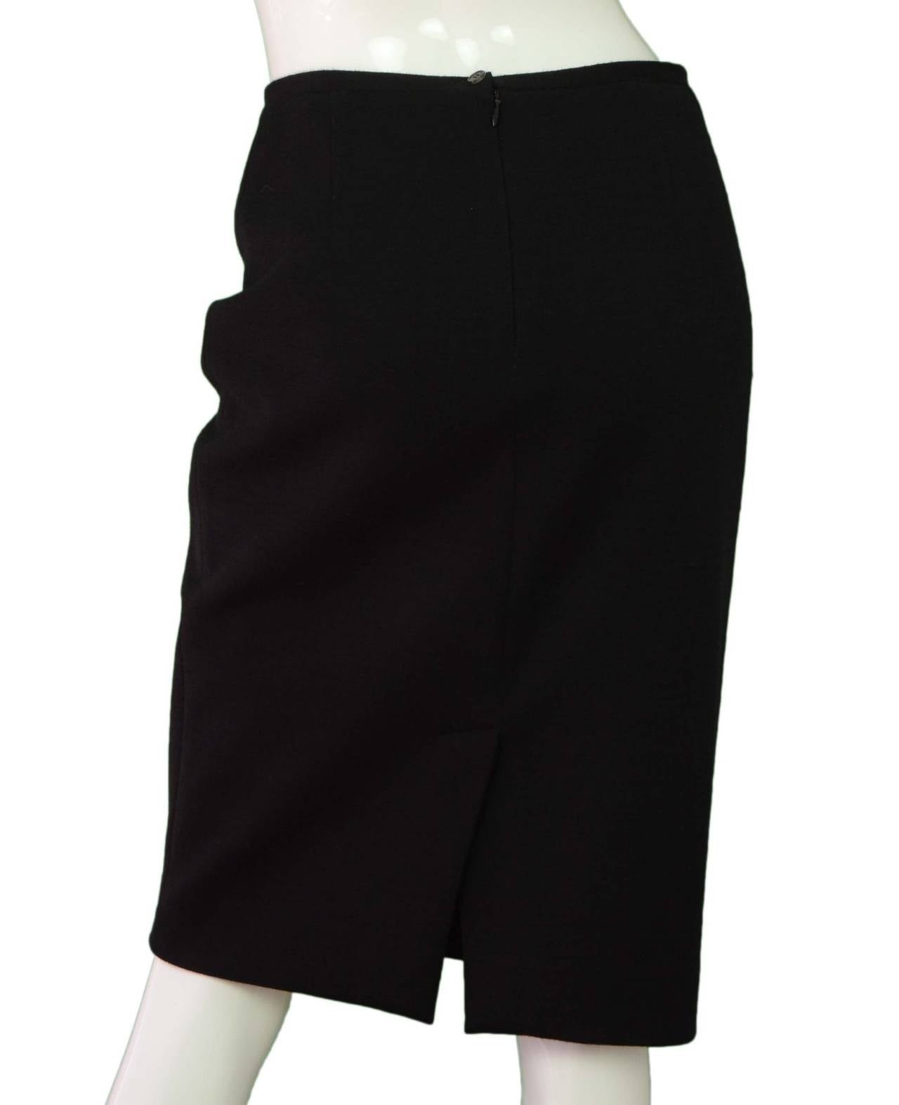 HERMES Black Wool Pencil Skirt sz 36 In Excellent Condition In New York, NY