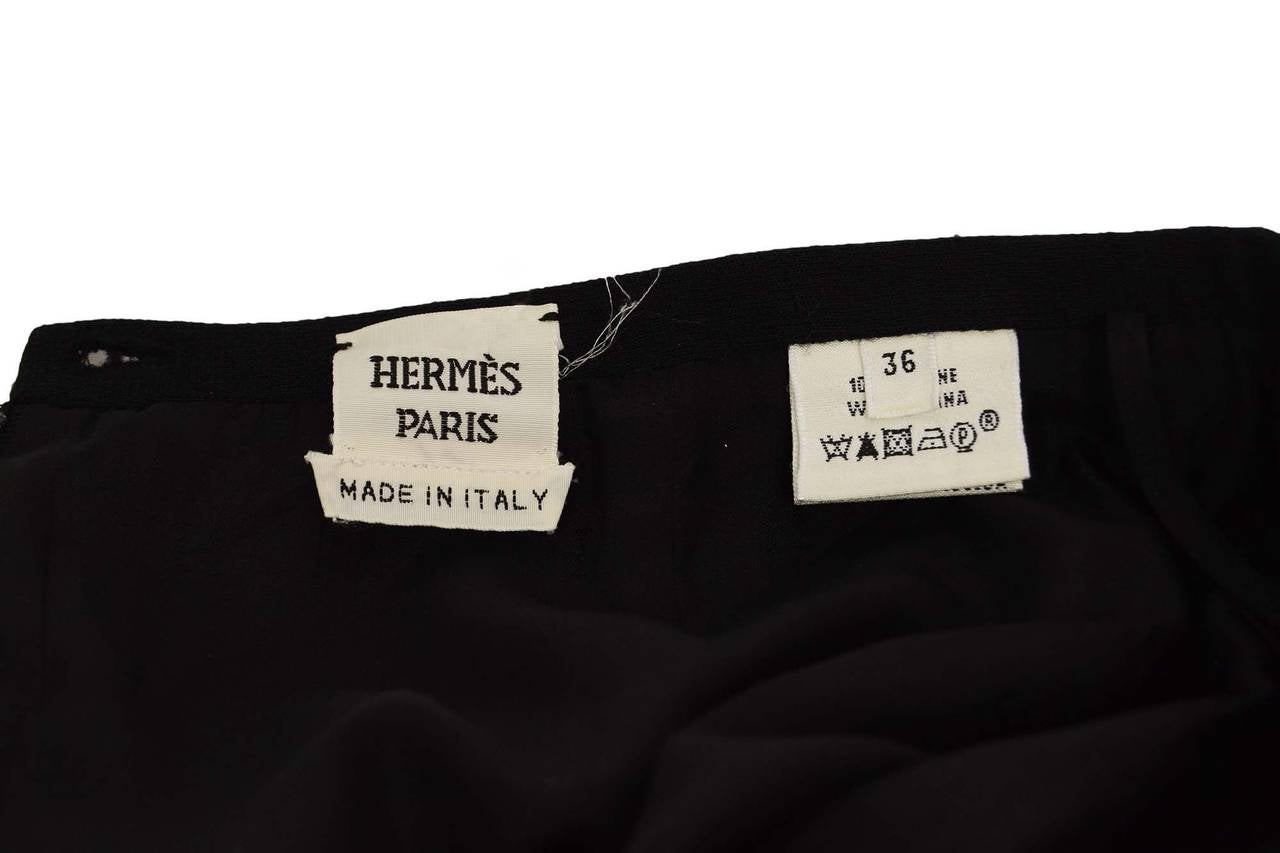 HERMES Black Wool Pencil Skirt sz 36 1