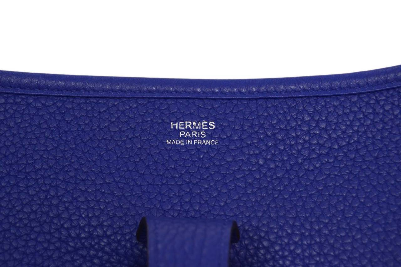 HERMES Blue Electric Clemence Leather Evelyne III Bag GM PHW 1