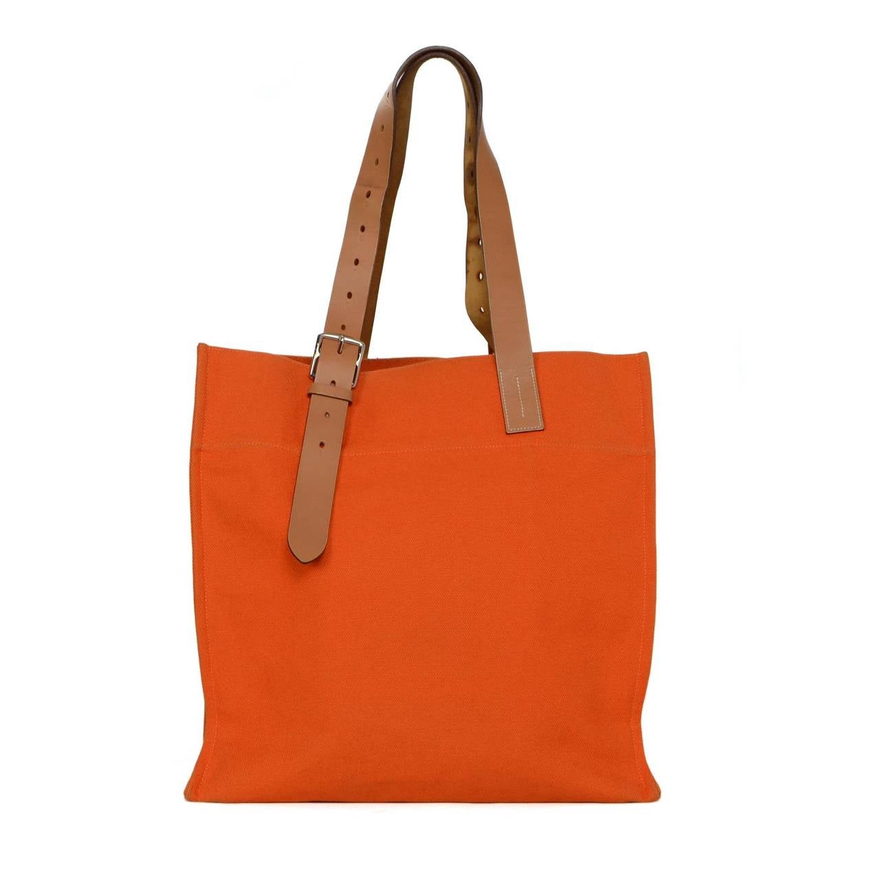 HERMES Orange Canvas Etriviere Tote Bag PHW at 1stDibs | orange canvas ...