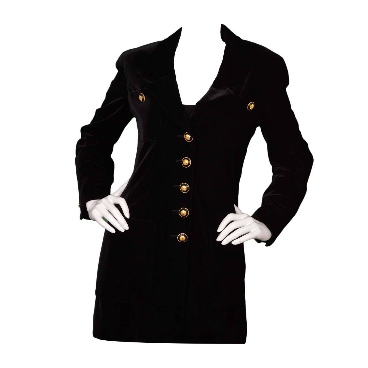 CHANEL Vintage Black Velvet Long Jacket