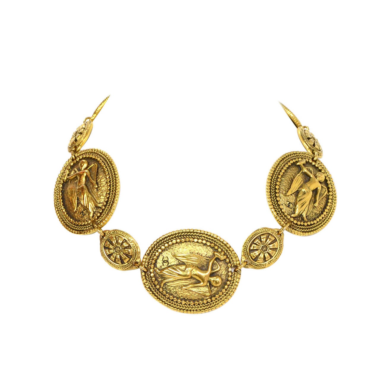 CHANEL Vintage Gold Medallion Choker Necklace