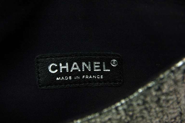 Chanel 2013 Black/Silver Metallic Mineral Nights Pochette Bag w Chain 3