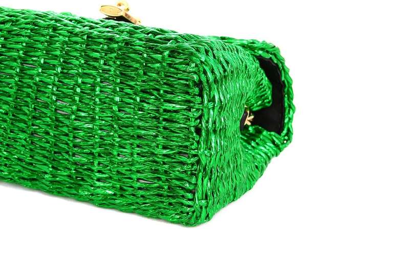 Dolce & Gabbana Metallic Green Woven Raffia Basket Bag Rt. $2, 400 1