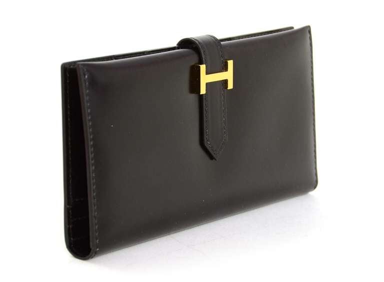 HERMES Black Box Leather Bearn Wallet