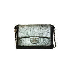Chanel 2013 Black/Silver Metallic Mineral Nights Pochette Bag w Chain at  1stDibs
