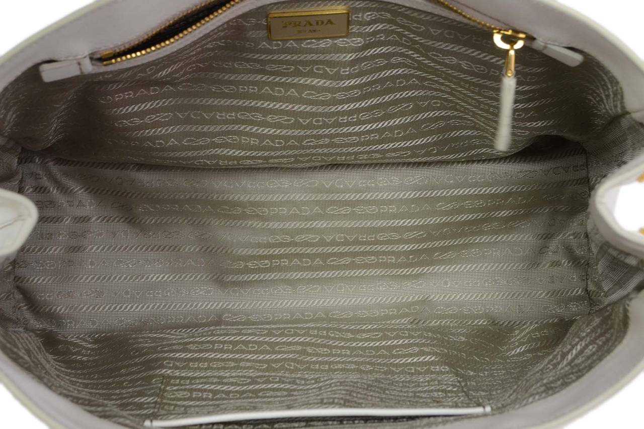 PRADA White Saffiano Leather Tote Bag GHW 2