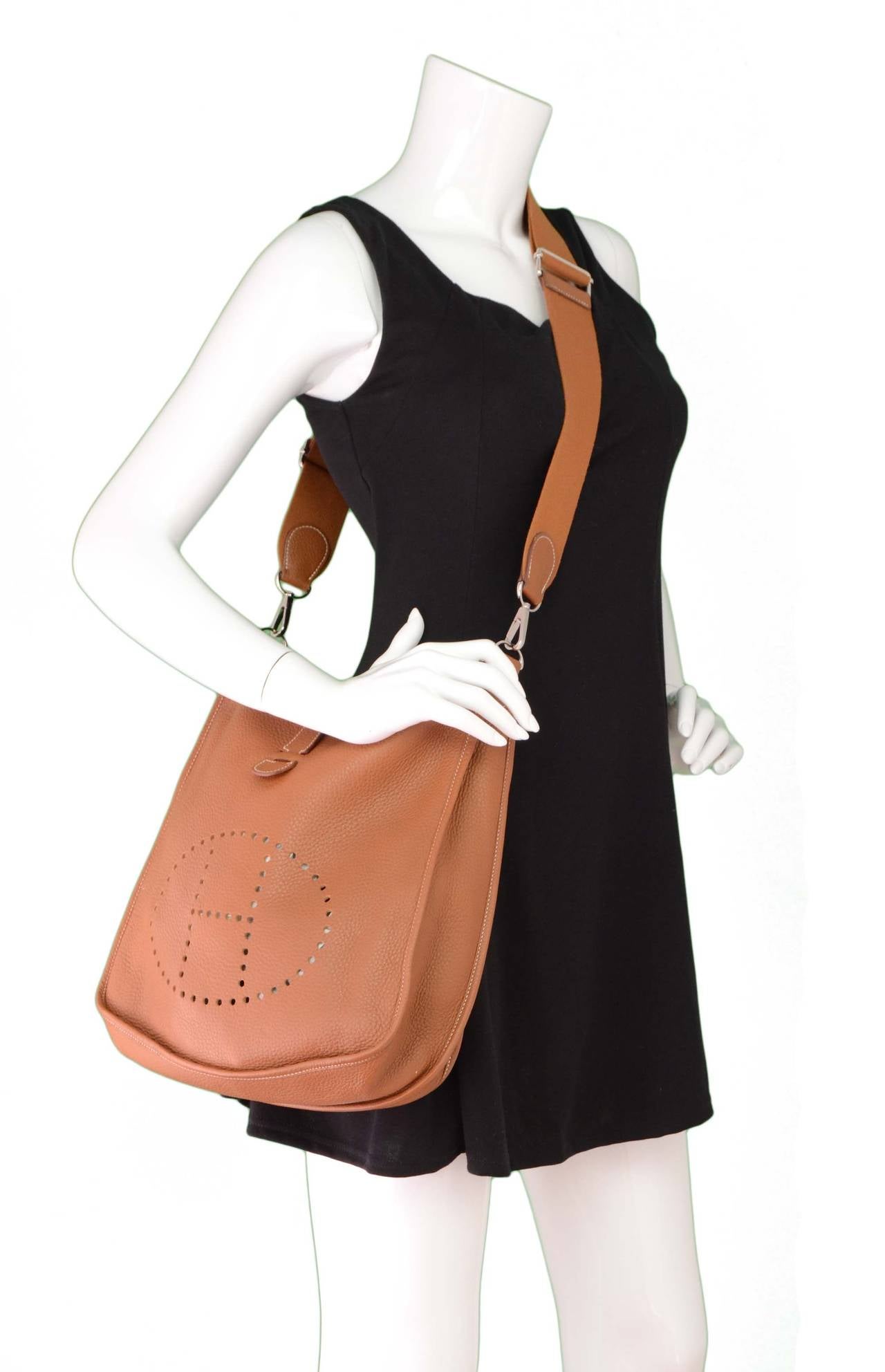 HERMES Gold Clemence Leather Evelyne III Bag GM PHW at 1stdibs  