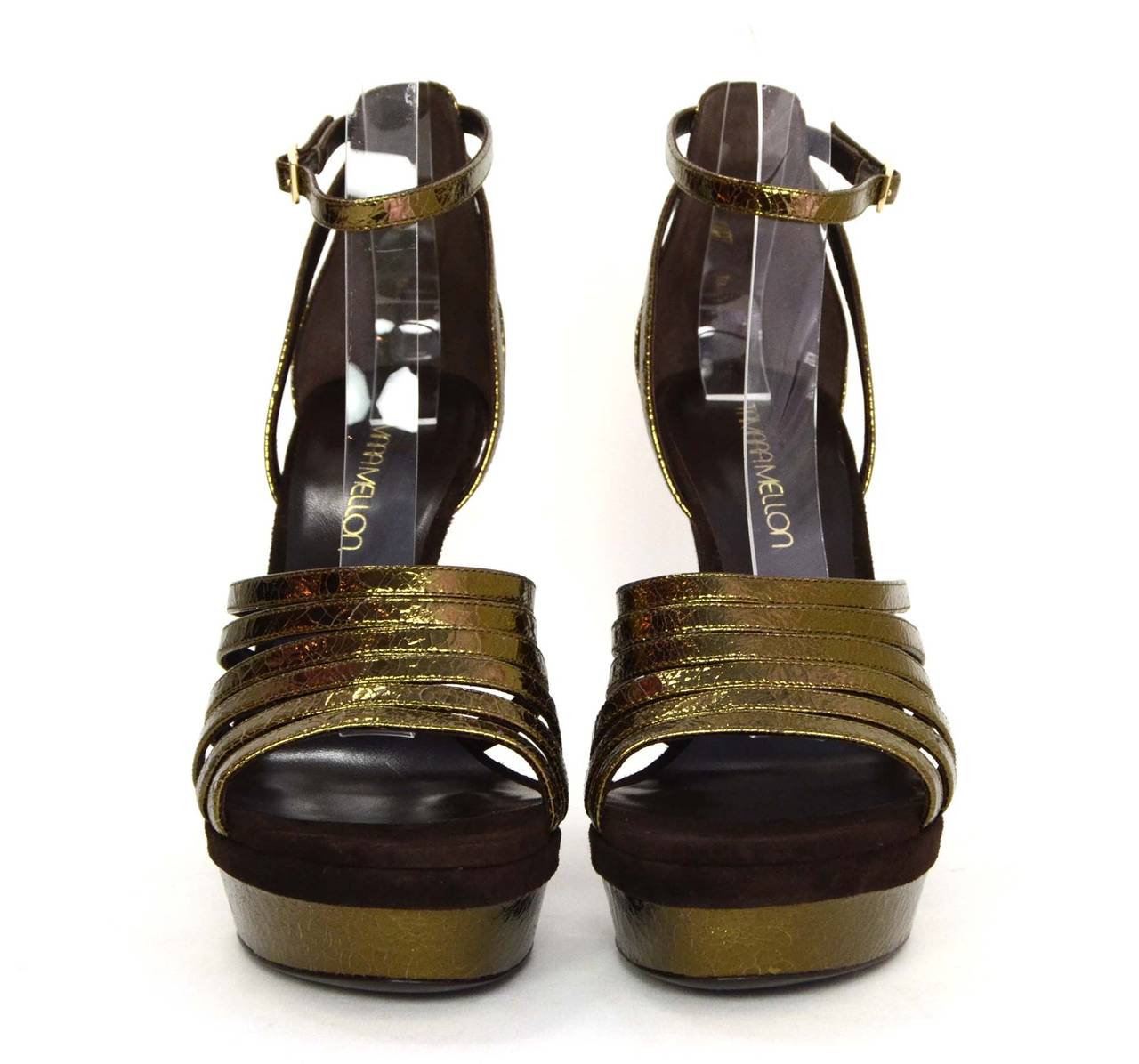 Black TAMARA MELLON Supreme 105 Metallic Platform Sandals sz 39.5 rt. $895