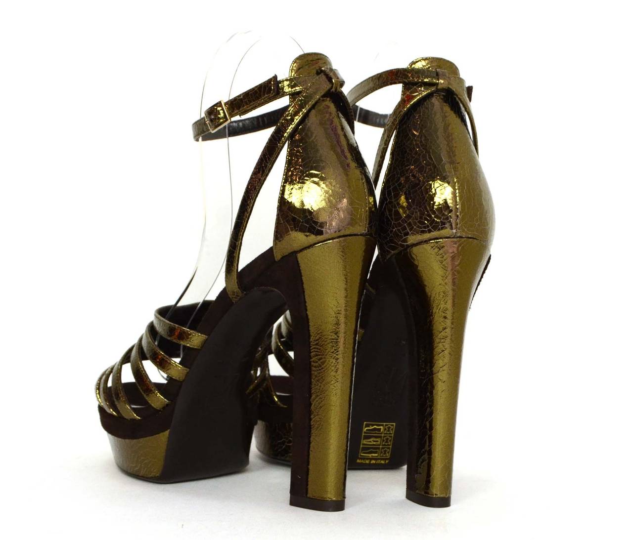 Women's TAMARA MELLON Supreme 105 Metallic Platform Sandals sz 39.5 rt. $895