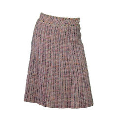 CHANEL Multi-Colored Tweed A-Line Skirt sz 34