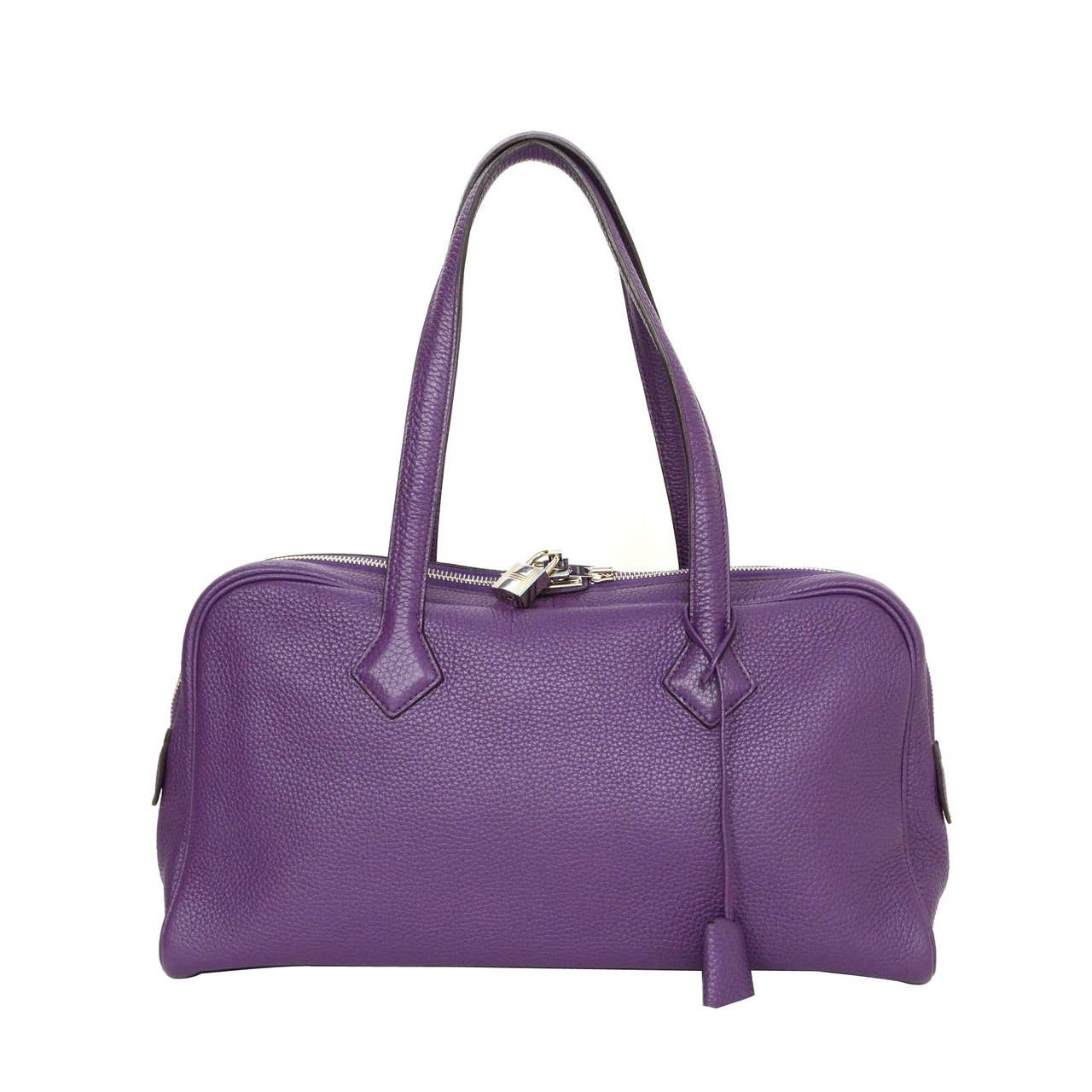 HERMES Purple Togo Leather Victoria Elan Bag PHW at 1stdibs  