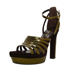 TAMARA MELLON Supreme 105 Metallic Platform Sandals sz 39.5 rt. $895