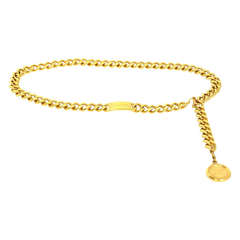 CHANEL Thick Goldtone Chain Belt