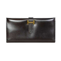 HERMES Black Box Leather Bearn Wallet