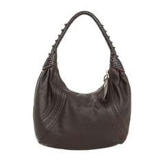 FENDI Brown Leather Spy Hobo Bag
