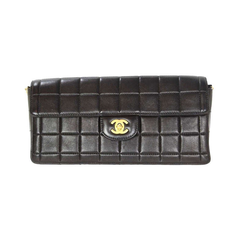 Chanel Black Chocolate Bar Quilted East/West Shoulder Bag
