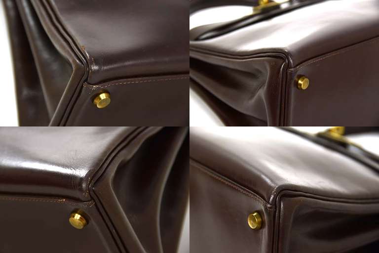 Hermes 1970 Bonwit Teller Brown Box Leather 28cm Kelly Bag w Strap ...