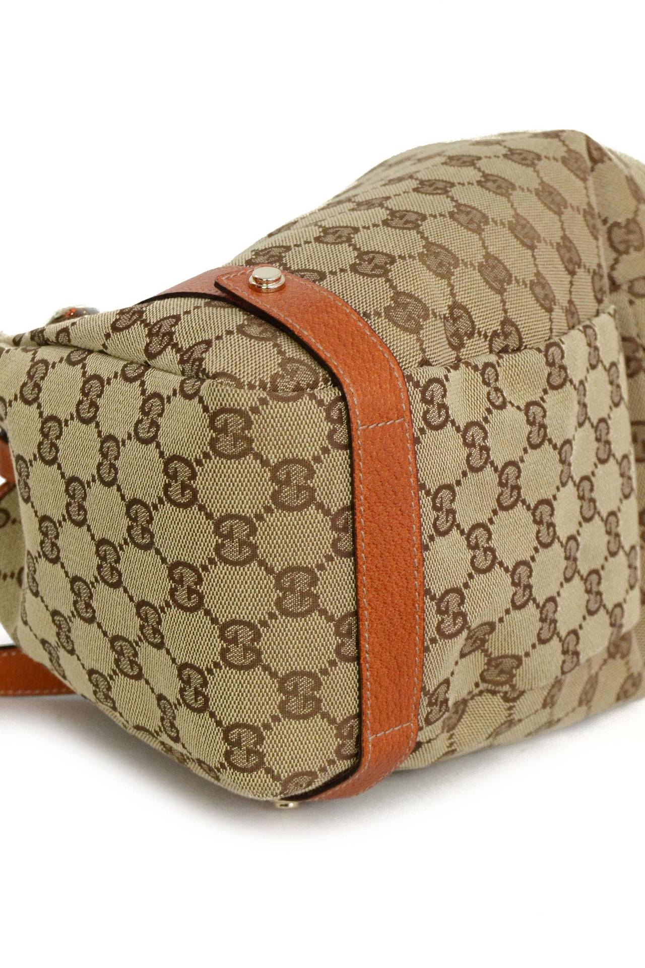 GUCCI Monogram Canvas and Orange Leather Tote Bag GHW at 1stdibs