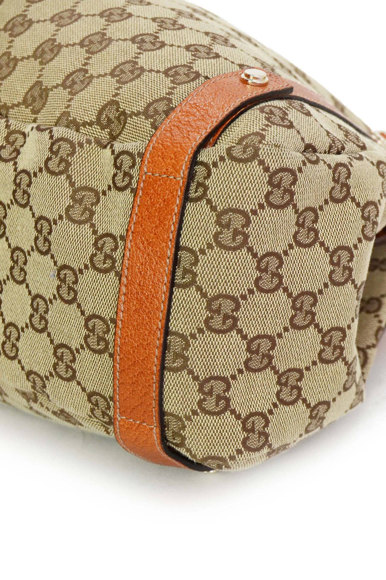 GUCCI Monogram Canvas and Orange Leather Tote Bag GHW at 1stdibs