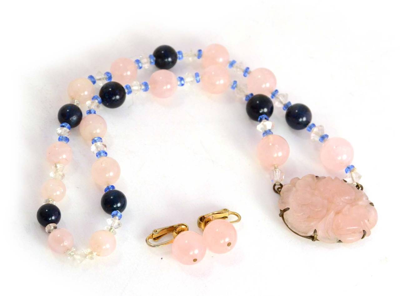 navy and pink necklace