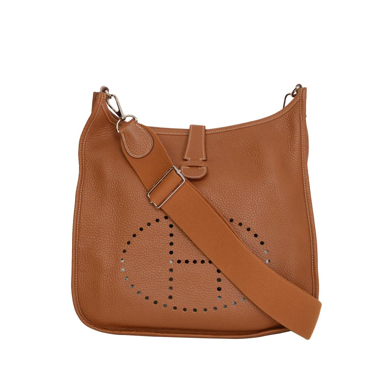 HERMES Gold Clemence Leather Evelyne III Bag GM PHW at 1stDibs