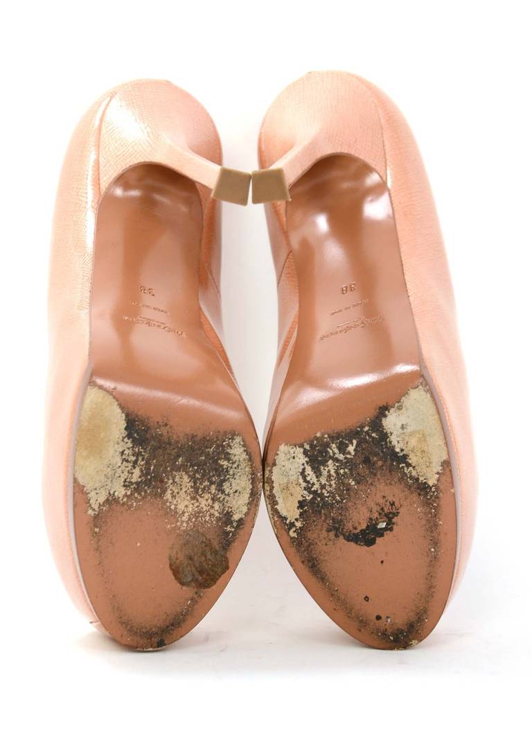 Yves Saint Laurent YSL Nude Patent Leather Tribtoo Platform Shoes sz.38 1