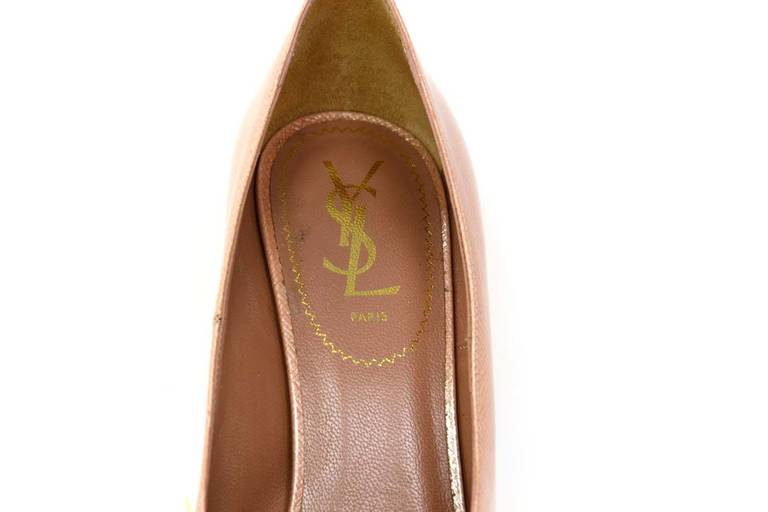 Yves Saint Laurent YSL Nude Patent Leather Tribtoo Platform Shoes sz.38 3