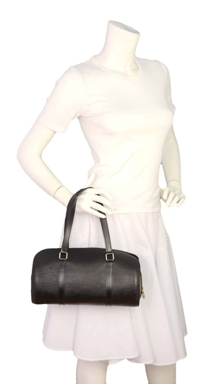 LOUIS VUITTON Black Epi Leather Soufflot Bag with Mini Insert 2
