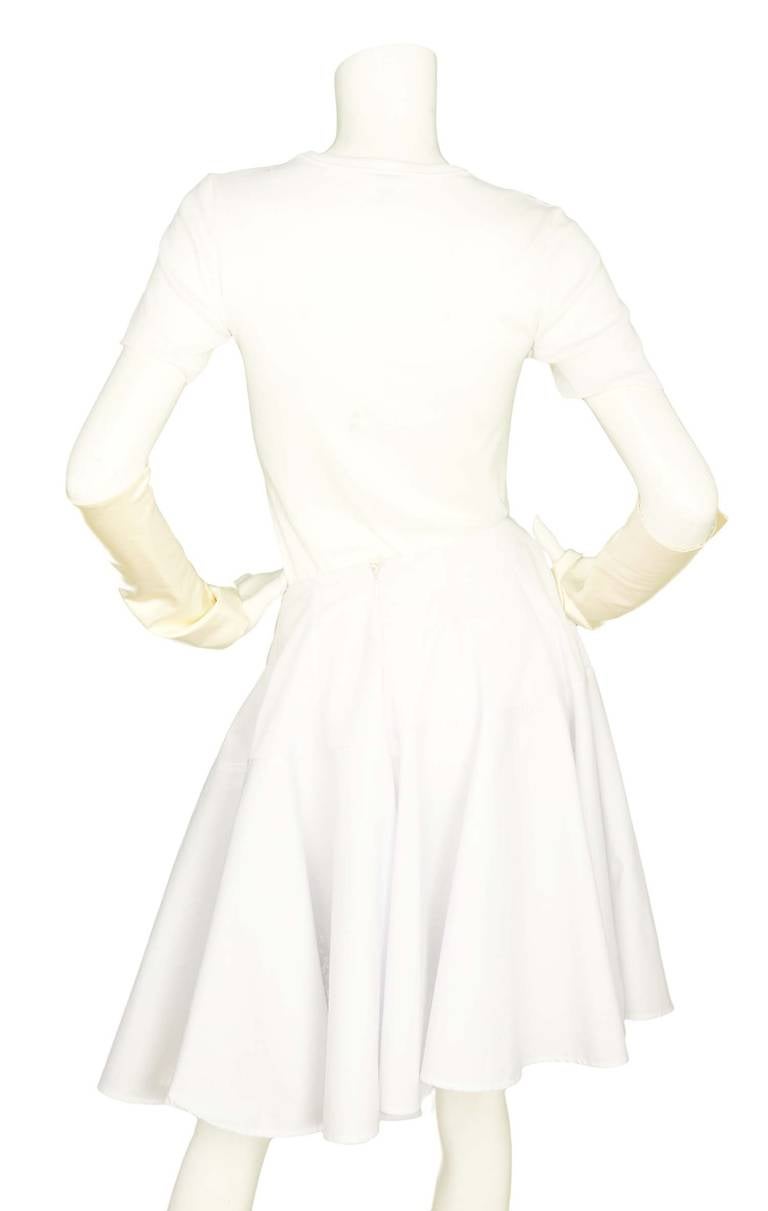 Chanel 2006 NWT Ivory Satin Gloves/ Arm Cuffs with Black Buttons rt.$1, 135 1