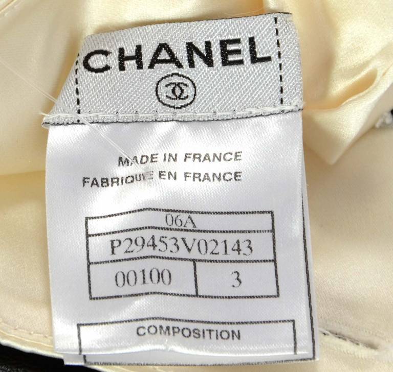 Chanel 2006 NWT Ivory Satin Gloves/ Arm Cuffs with Black Buttons rt.$1, 135 3