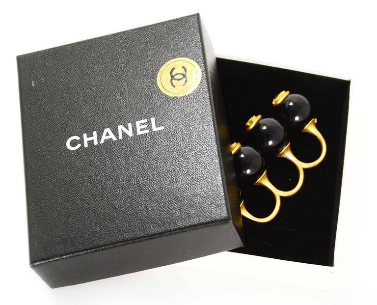 Chanel 2002 Three Finger Black Ball & CC Ring 3