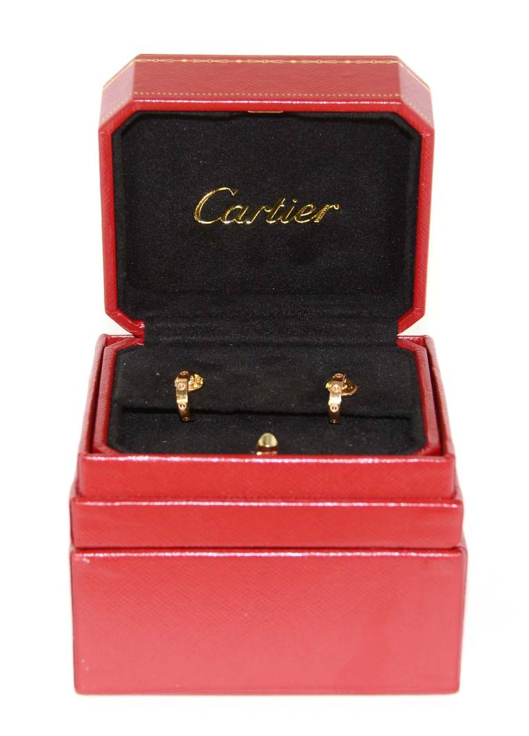 Cartier Rose Gold Love Huggie Pierced Earrings rt. $1, 830