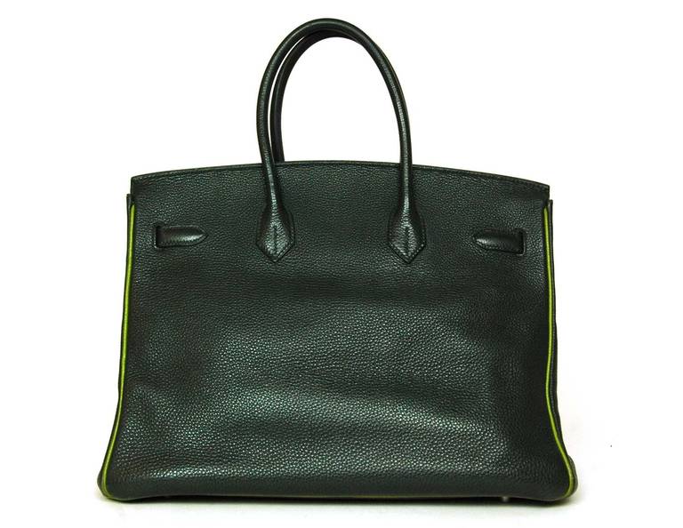 Hermes '05 Special Order Vert Fonce/Anis/Chartreuse 35cm Togo Leather Birkin Bag In Good Condition In New York, NY