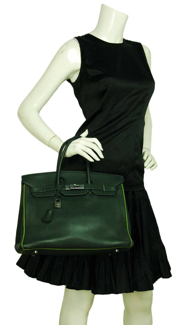 Hermes '05 Special Order Vert Fonce/Anis/Chartreuse 35cm Togo Leather Birkin Bag 5