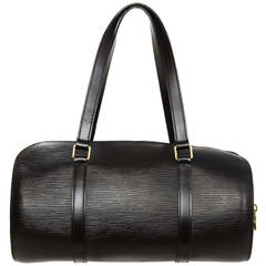LOUIS VUITTON Black Epi Leather Soufflot Bag with Mini Insert