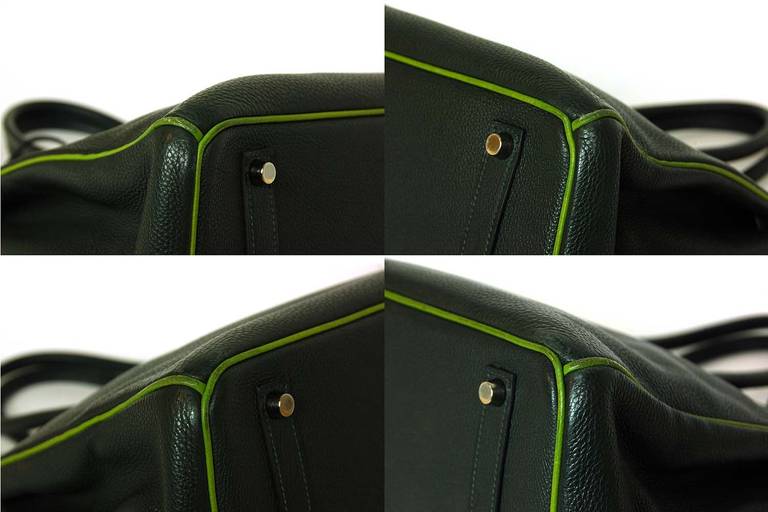 Hermes '05 Special Order Vert Fonce/Anis/Chartreuse 35cm Togo Leather Birkin Bag 4