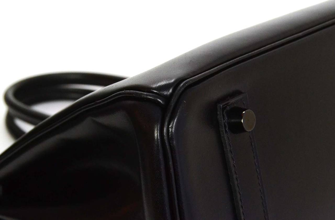 HERMES Rare Black Box Leather Black Hardware SO BLACK 35 cm Birkin Bag In Excellent Condition In New York, NY
