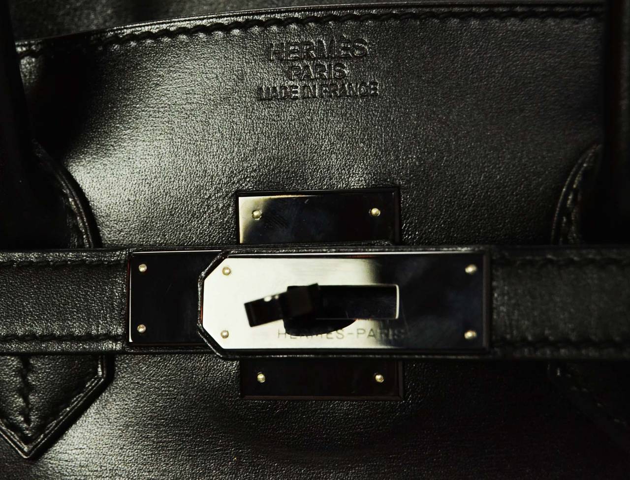 HERMES Rare Black Box Leather Black Hardware SO BLACK 35 cm Birkin Bag 1