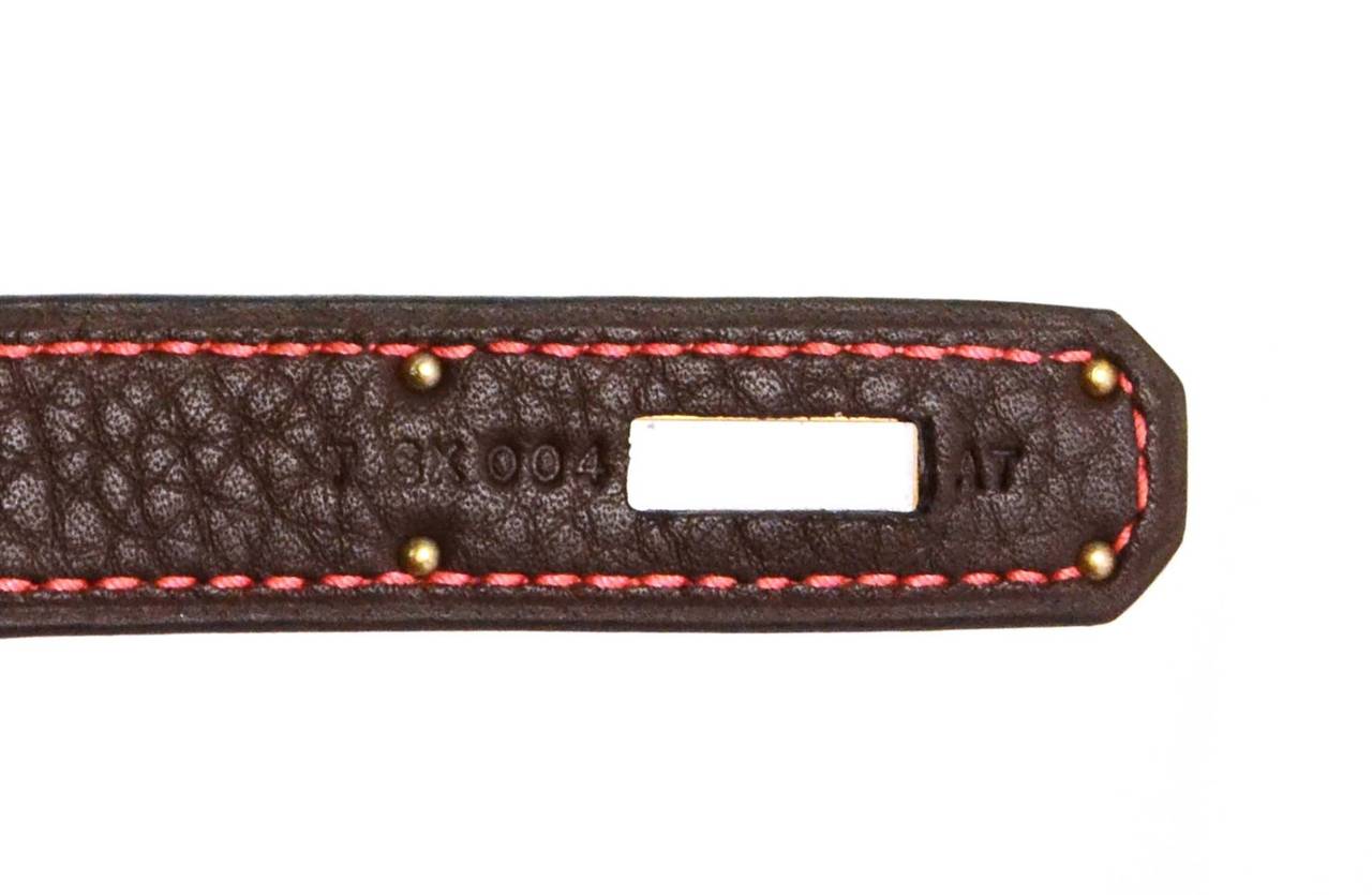 HERMES '15 SO Rouge Pivione/Cacao Red & Brown Togo Leather 35 cm Birkin Bag GHW 4
