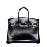 Hermes 35cm Black Box Leather Black Hardware SO Black Birkin Bag