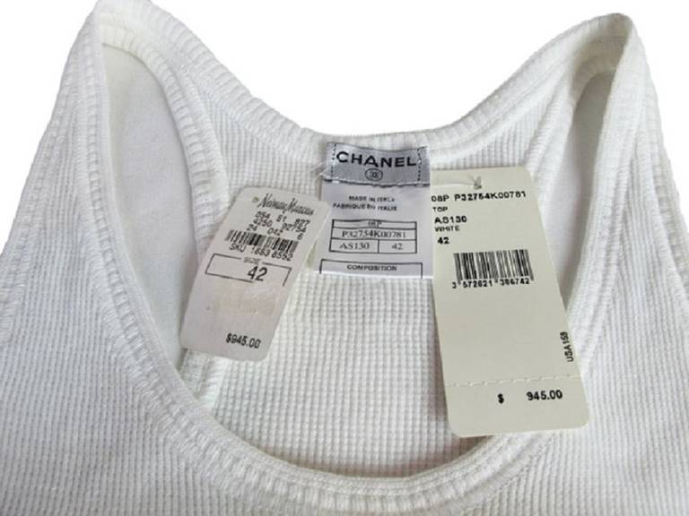 Chanel NWT 2008 White Cotton Racer Back Tank Top rt. $945 3