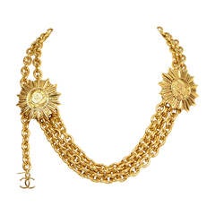 CHANEL Vintage Gold Sun & Chain Link Necklace/Belt