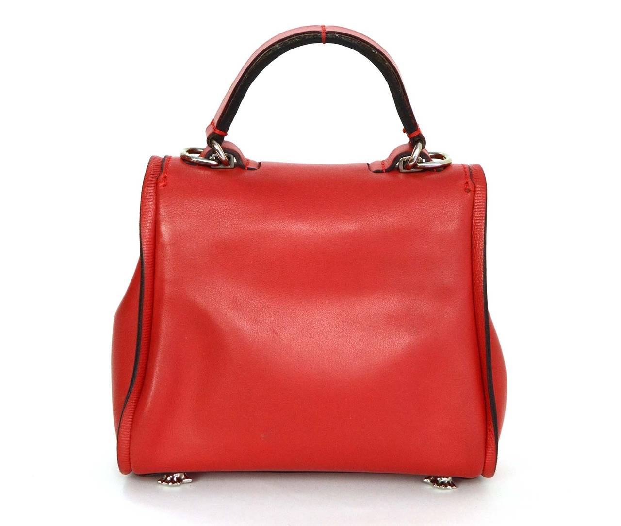 KIESELSTEIN-CORD Red Leather Small Satchel Bag SHW In Excellent Condition In New York, NY