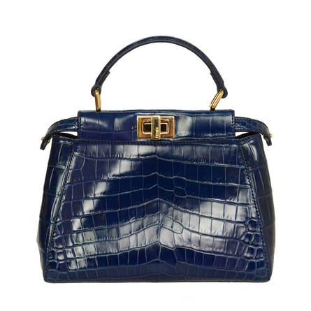 Peekaboo Mini Donna | Fendi Borsa in pelle di coccodrillo nera. Nero \u003c  Moden Progetti