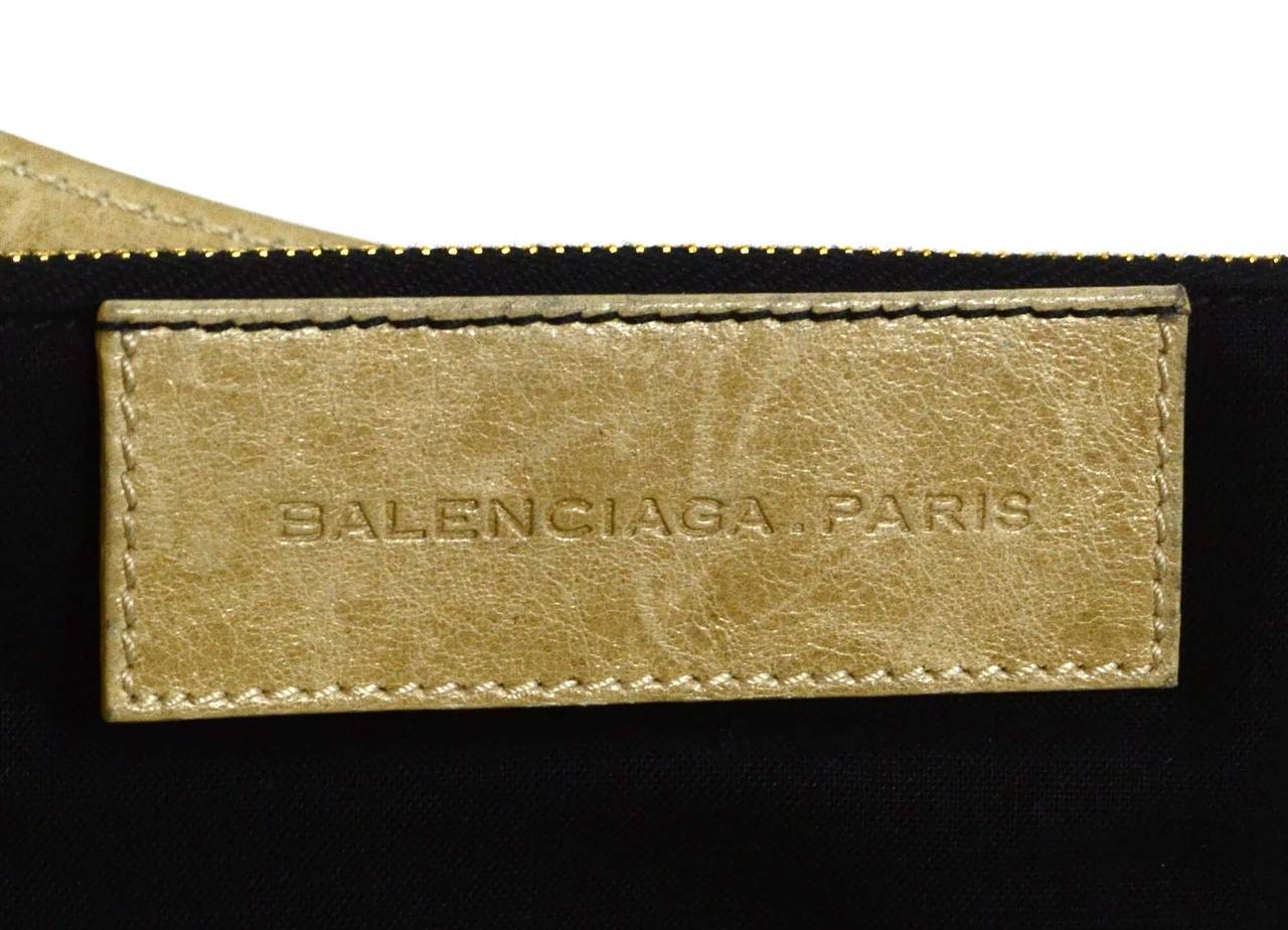 BALENCIAGA Beige Leather Giant Motorcycle Bag GHW 2